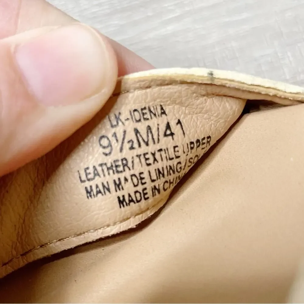 Lucky Brand Idenia Leather Snake Embossed Flatform Sandals Stucco Lomo Size 9.5M